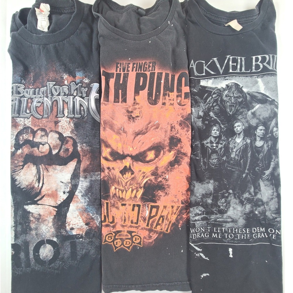 Lot of 3 Mens Rock Band T Shirt Black Veil Brides Five Finger Death Punch BFMV